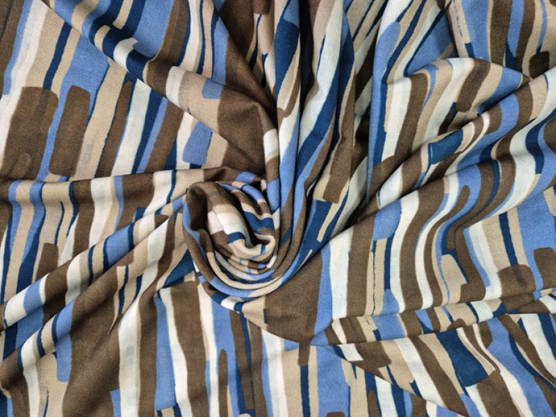 Viscose Jersey Striche braun/blau